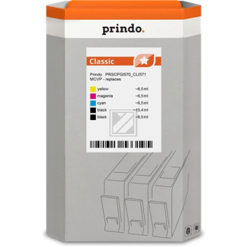 Prindo Tintenpatrone (Classic) gelb, magenta, photo schwarz, schwarz, cyan (PRSCPGI570_CLI571 MCVP) ersetzt PRICCLI571Y, PRICCLI571M, PRICCLI571C, PRICCLI571BK