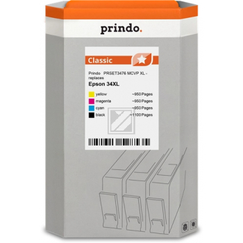 Prindo Tintenpatrone gelb, magenta, schwarz, cyan HC (PRSET3476) ersetzt T3476